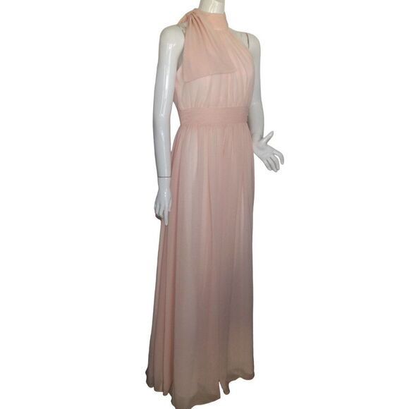 IEENA/MAC DUGGAL Gown, 6, Pastel Pink, FLAW, Sleeveless Maxi, Bow, Gathered - Picture 3 of 15